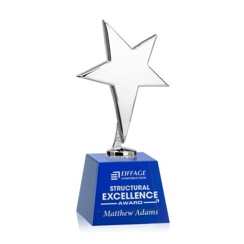 Recognition Awards - Metal Awards - Tuscany Chrome Star on Robson Base - Blue