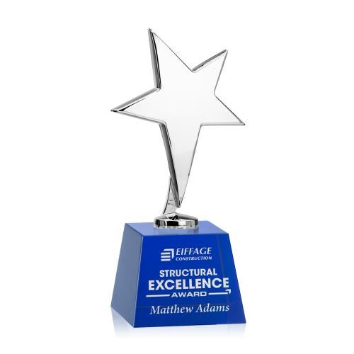 Recognition Awards - Metal Awards - Tuscany Chrome Star on Robson Base - Blue