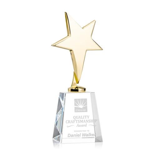 Recognition Awards - Metal Awards - Tuscany Gold Star on Celestina Base - Clear
