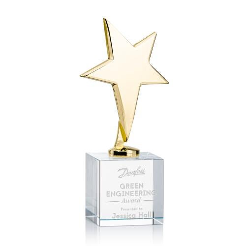 Recognition Awards - Metal Awards - Tuscany Gold Star on Granby Base - Clear