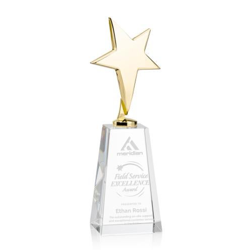 Recognition Awards - Metal Awards - Tuscany Gold Star on Novita Base - Clear