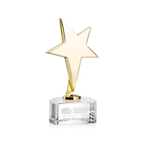 Recognition Awards - Metal Awards - Tuscany Gold Star on Paragon Base - Clear