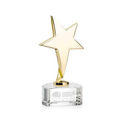 Recognition Awards - Metal Awards - Tuscany Gold Star on Paragon Base - Clear