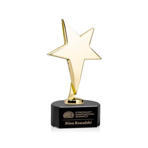 Recognition Awards - Metal Awards - Tuscany Gold Star on Paragon Base - Black