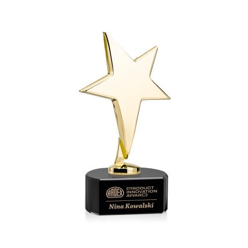 Recognition Awards - Metal Awards - Tuscany Gold Star on Paragon Base - Black