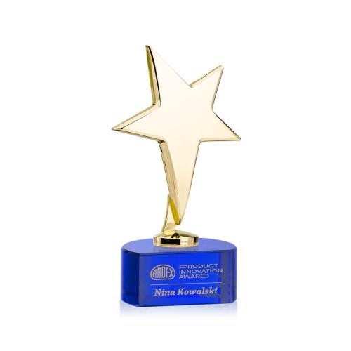 Recognition Awards - Metal Awards - Tuscany Gold Star on Paragon Base - Blue