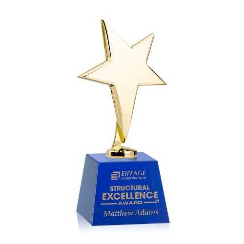 Recognition Awards - Metal Awards - Tuscany Gold Star on Robson Base - Blue