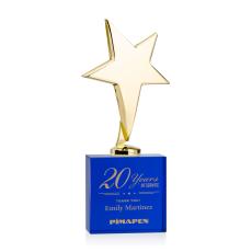 Tuscany Gold Star on Woodlawn Base - Blue - Metal Awards