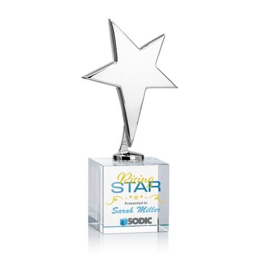 Recognition Awards - Metal Awards - Tuscany Chrome Star VividPrint&trade; Award on Granby Base - Clear
