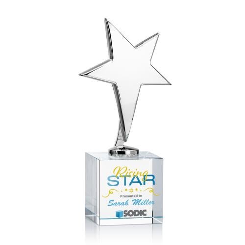 Recognition Awards - Metal Awards - Tuscany Chrome Star VividPrint&trade; Award on Granby Base - Clear