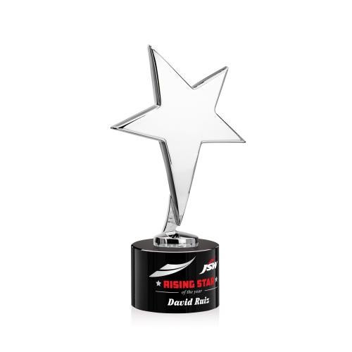 Recognition Awards - Metal Awards - Tuscany Chrome Star VividPrint&trade; Award on Marvel Base - Black
