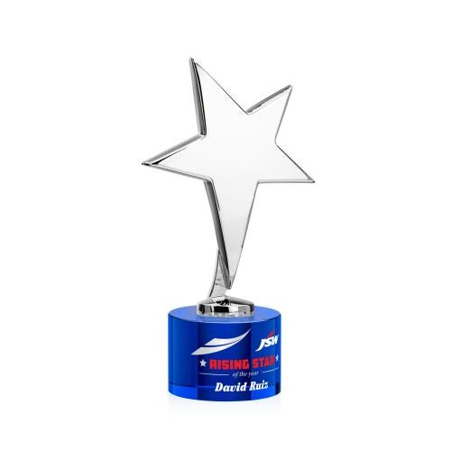 Recognition Awards - Metal Awards - Tuscany Chrome Star VividPrint&trade; Award on Marvel Base - Blue