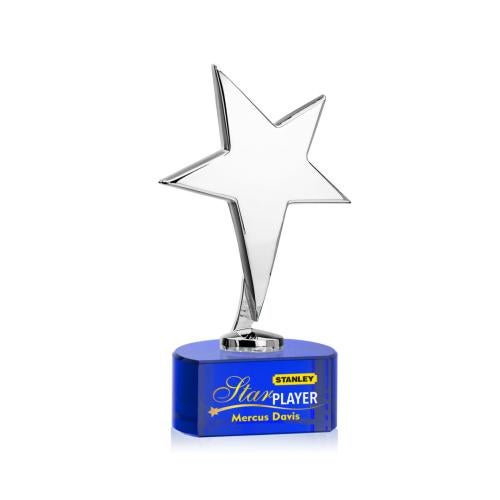 Recognition Awards - Metal Awards - Tuscany Chrome Star VividPrint&trade; Award on Paragon Base - Blue