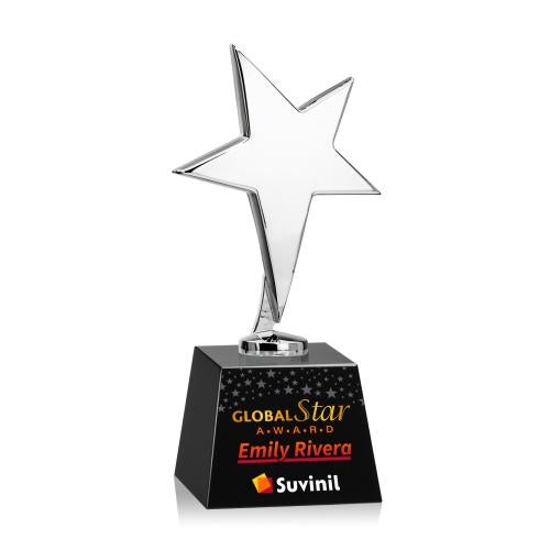 Recognition Awards - Metal Awards - Tuscany Chrome Star VividPrint&trade; Award on Robson Base - Black