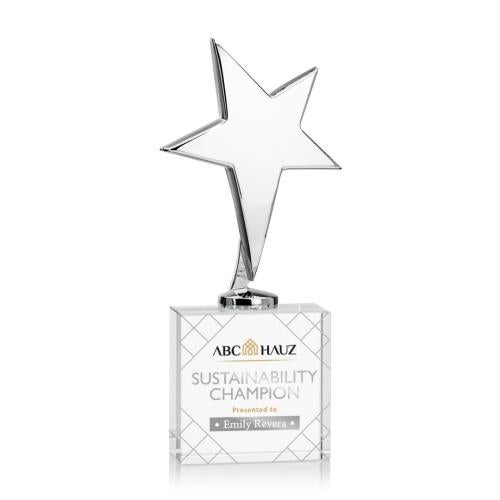 Recognition Awards - Full Color Awards - Tuscany Chrome Star VividPrint™ Award on Woodlawn Base-Clear