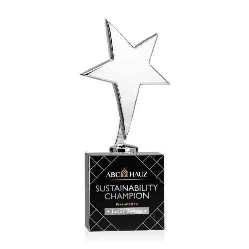 Recognition Awards - Full Color Awards - Tuscany Chrome Star VividPrint™ Award on Woodlawn Base-Black