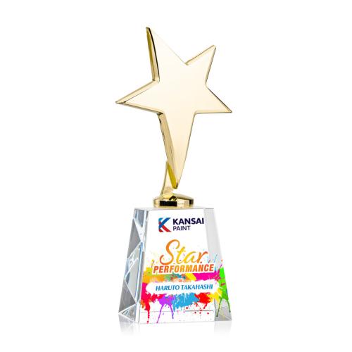 Recognition Awards - Full Color Awards - Tuscany Gold Star VividPrint™ Award on Celestina Base-Clear