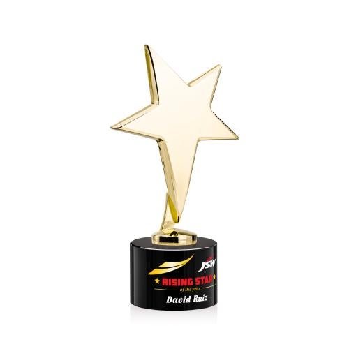 Recognition Awards - Metal Awards - Tuscany Gold Star VividPrint&trade; Award on Marvel Base - Black