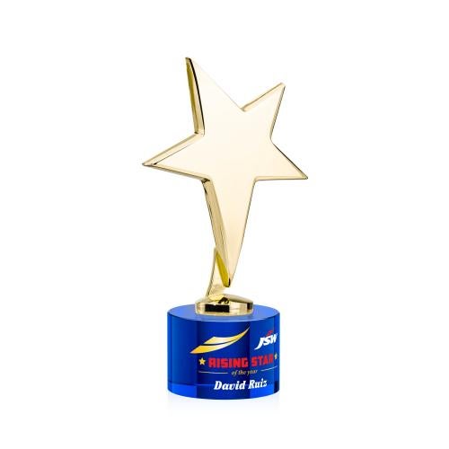 Recognition Awards - Metal Awards - Tuscany Gold Star VividPrint&trade; Award on Marvel Base - Blue