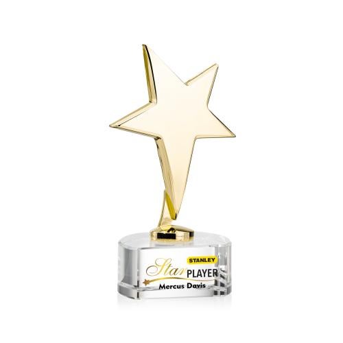 Recognition Awards - Metal Awards - Tuscany Gold Star VividPrint&trade; Award on Paragon Base - Clear