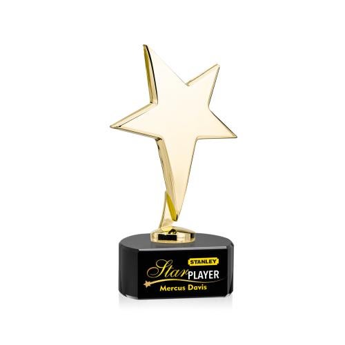 Recognition Awards - Metal Awards - Tuscany Gold Star VividPrint&trade; Award on Paragon Base - Black