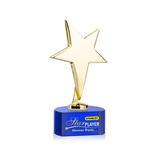 Recognition Awards - Full Color Awards - Tuscany Gold Star VividPrint™ Award on Paragon Base - Blue