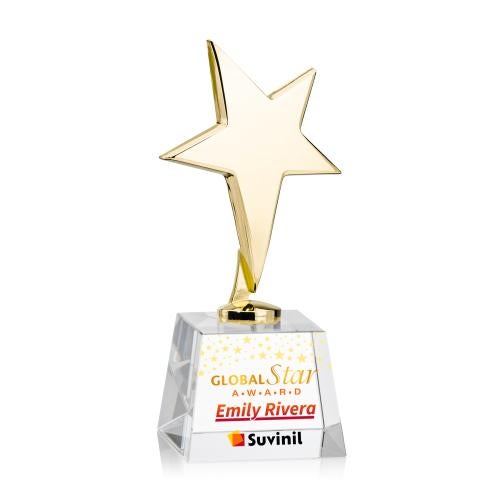 Recognition Awards - Metal Awards - Tuscany Gold Star VividPrint&trade; Award on Robson Base - Clear