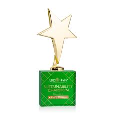 Tuscany Gold Star VividPrint Award on Woodlawn Base - Green - New Items