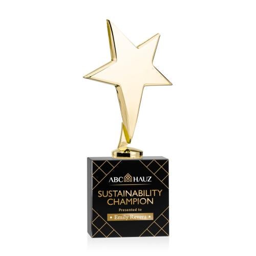 Recognition Awards - Full Color Awards - Tuscany Gold Star VividPrint™ Award on Woodlawn Base - Black