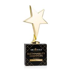 Tuscany Gold Star VividPrint Award on Woodlawn Base - Black - Full Color Awards