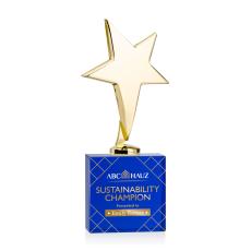 Tuscany Gold Star VividPrint Award on Woodlawn Base - Blue - Full Color Awards