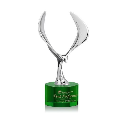 Recognition Awards - Crystal Awards - Maverick Eagle Award on Marvel Base - Green