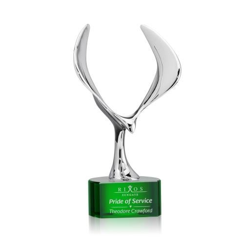 Recognition Awards - Crystal Awards - Maverick Eagle Award on Paragon Base - Green