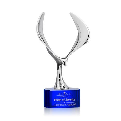Recognition Awards - Crystal Awards - Maverick Eagle Award on Paragon Base - Blue
