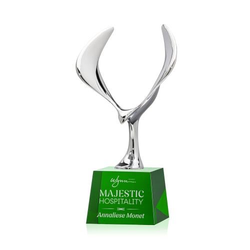 Recognition Awards - Crystal Awards - Maverick Eagle Award on Robson Base - Green