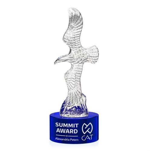 Recognition Awards - Crystal Awards - Staffordshire Eagle on Marvel Base - Blue