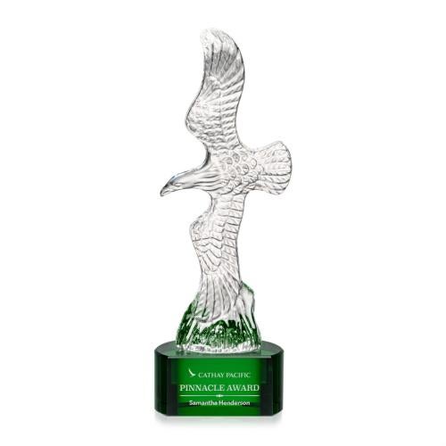 Recognition Awards - Crystal Awards - Staffordshire Eagle on Paragon Base - Green