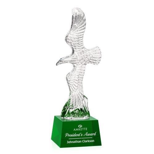 Recognition Awards - Crystal Awards - Staffordshire Eagle on Robson Base - Green