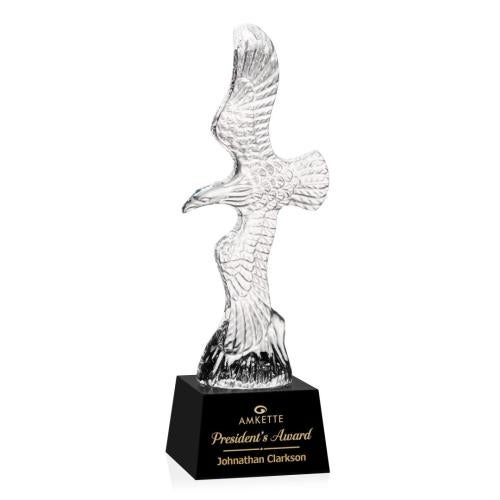 Recognition Awards - Crystal Awards - Staffordshire Eagle on Robson Base - Black