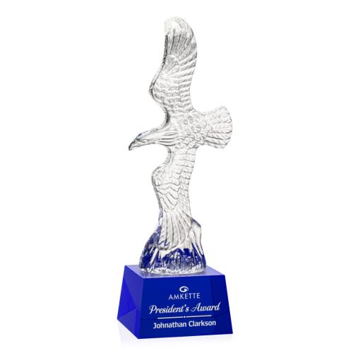 Recognition Awards - Crystal Awards - Staffordshire Eagle on Robson Base - Blue