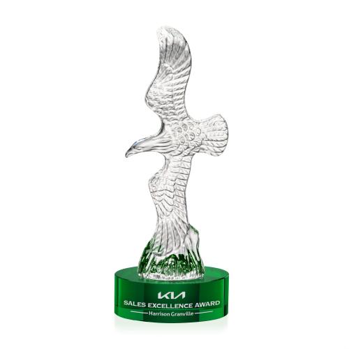 Recognition Awards - Crystal Awards - Staffordshire Eagle on Stanrich Base - Green