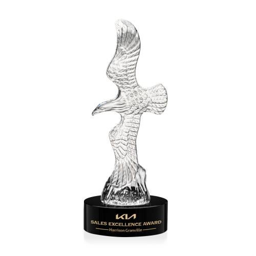 Recognition Awards - Crystal Awards - Staffordshire Eagle on Stanrich Base - Black