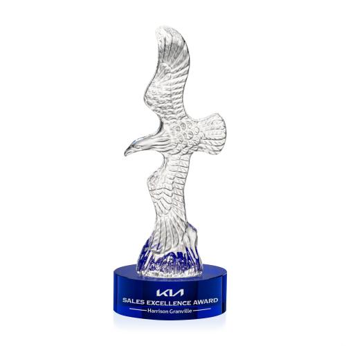 Recognition Awards - Crystal Awards - Staffordshire Eagle on Stanrich Base - Blue