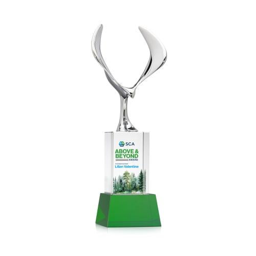 Recognition Awards - Crystal Awards - Maverick Eagle VividPrint&trade; Award on Belcroft Base - Green