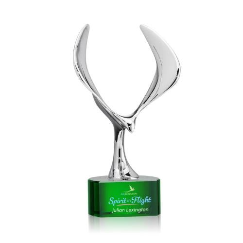 Recognition Awards - Crystal Awards - Maverick Eagle VividPrint&trade; Award on Paragon Base - Green