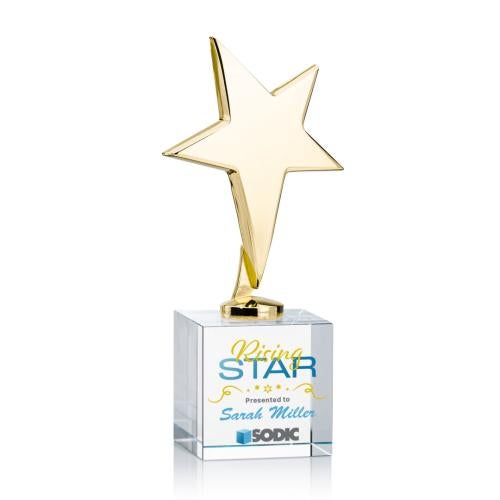 Recognition Awards - Metal Awards - Tuscany Gold Star VividPrint&trade; Award on Granby Base - Clear