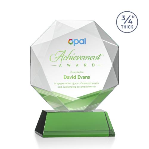 Recognition Awards - Crystal Awards - Bradford VividPrint™ Award on Newhaven Base - Green
