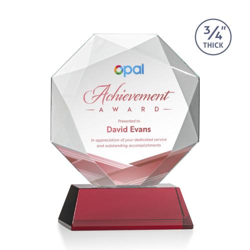Recognition Awards - Crystal Awards - Bradford VividPrint™ Award on Newhaven Base - Red