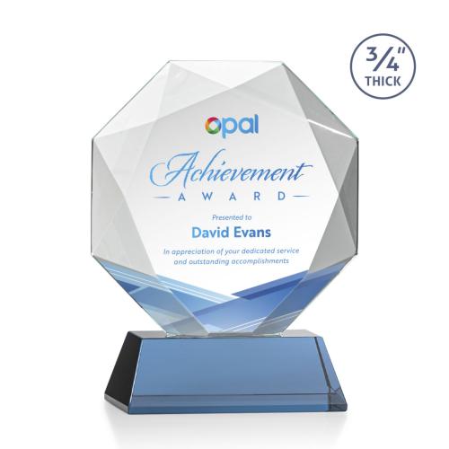 Recognition Awards - Crystal Awards - Bradford VividPrint™ Award on Newhaven Base - Sky Blue