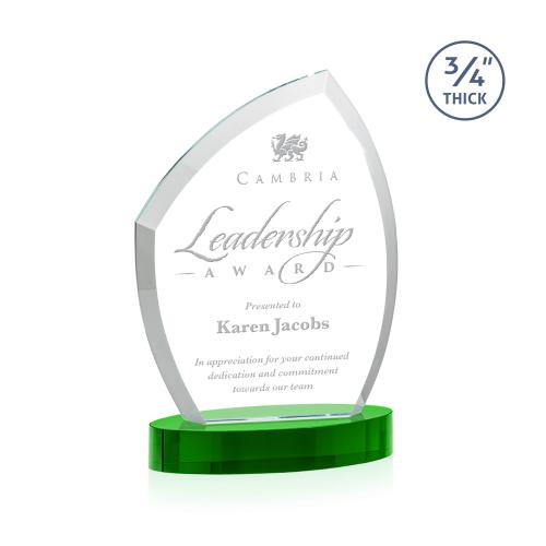 Recognition Awards - Crystal Awards - Daltry Award on Alberton Base - Green
